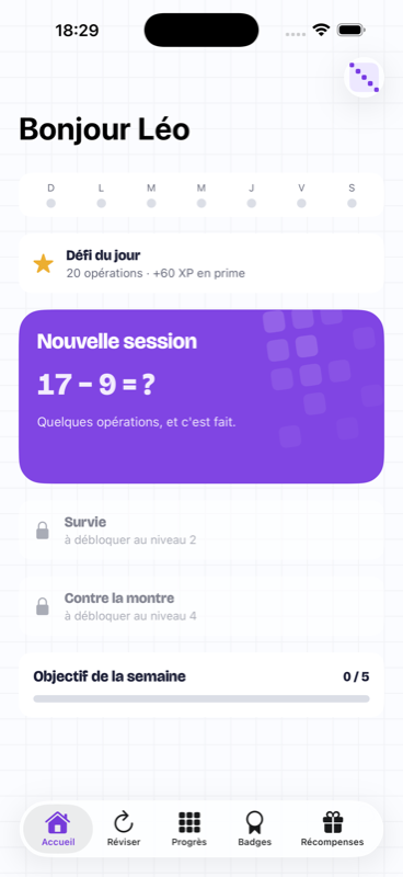 Grille des tables et progression